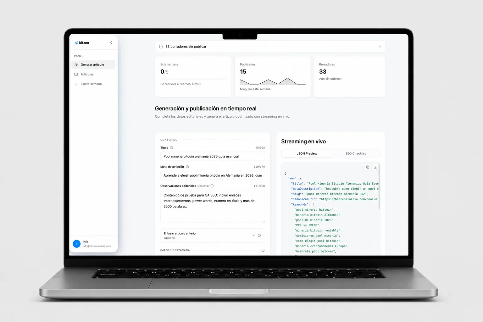 Automatización SEO con IA integrado con Wordpress